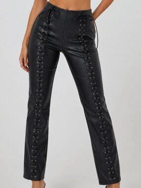 Minimalist Studio Faux Leather Tie Up Pant New